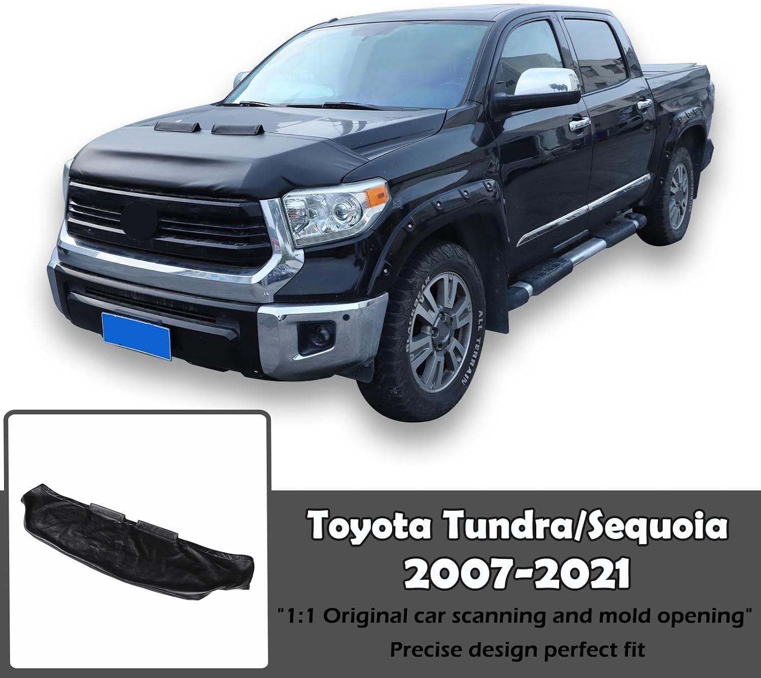 Car Hood Protector Bra Compatible with Toyota Tundra/Sequoia 2007-2021, Bug Flector Hood Shield Leather Accessories (07-21)