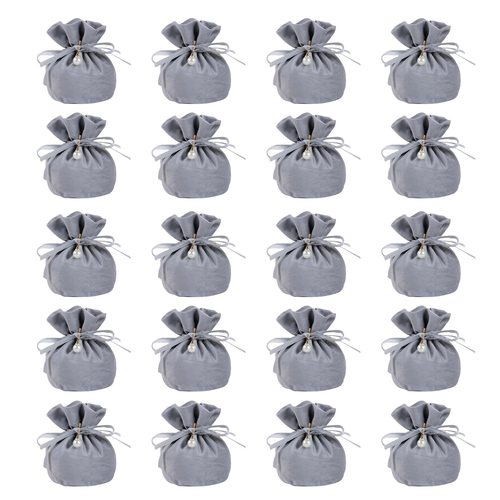 Buxuaaaa Grey 20Pieces Elegant Plush Candy Bags Gift Pouches Soft Plush Candy Pouches For And Gift Storage At Celebration Chocolate Packaging Bags