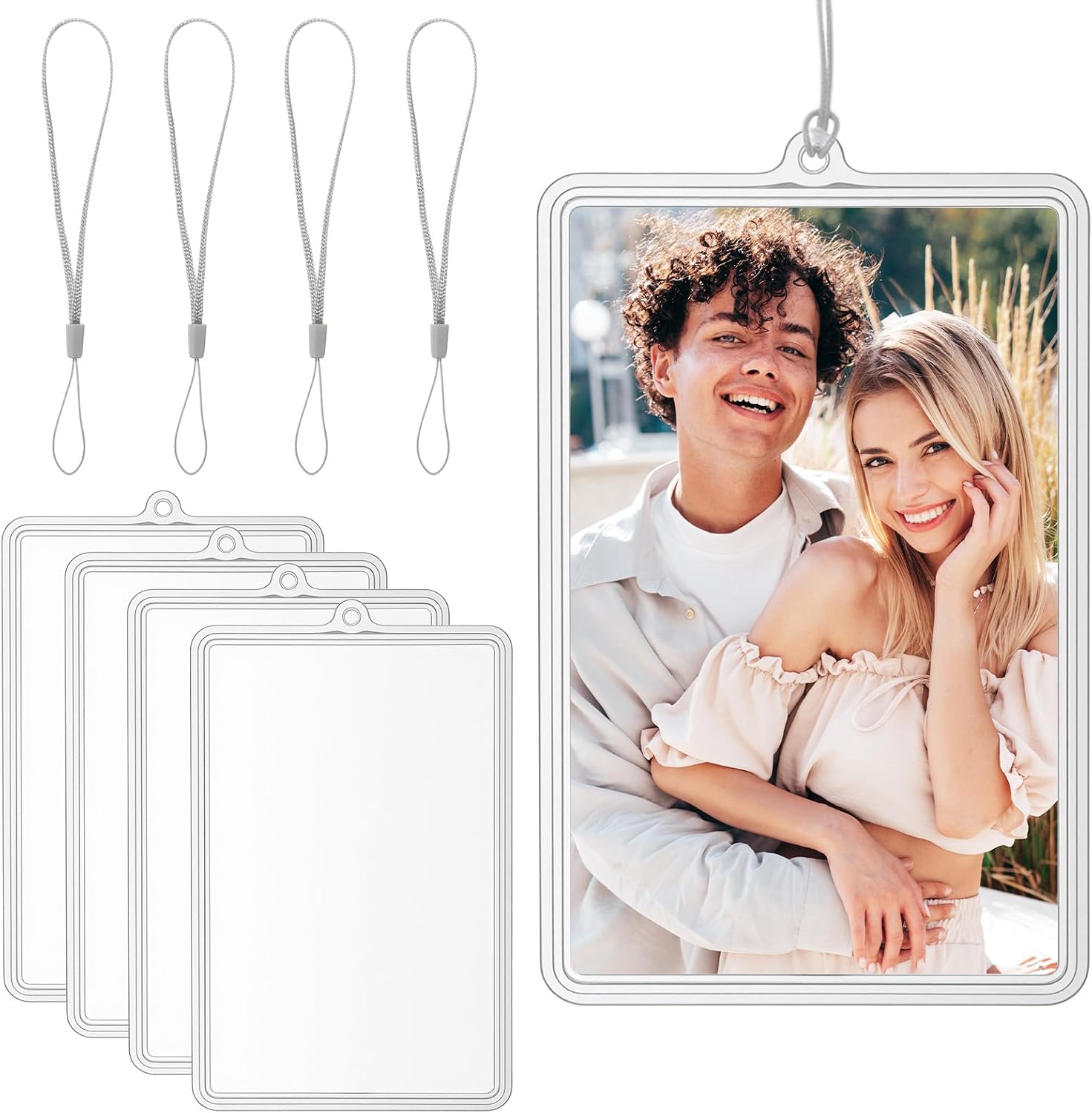 4 Pcs Picture Holder for Car White Car Picture Holder with Chain