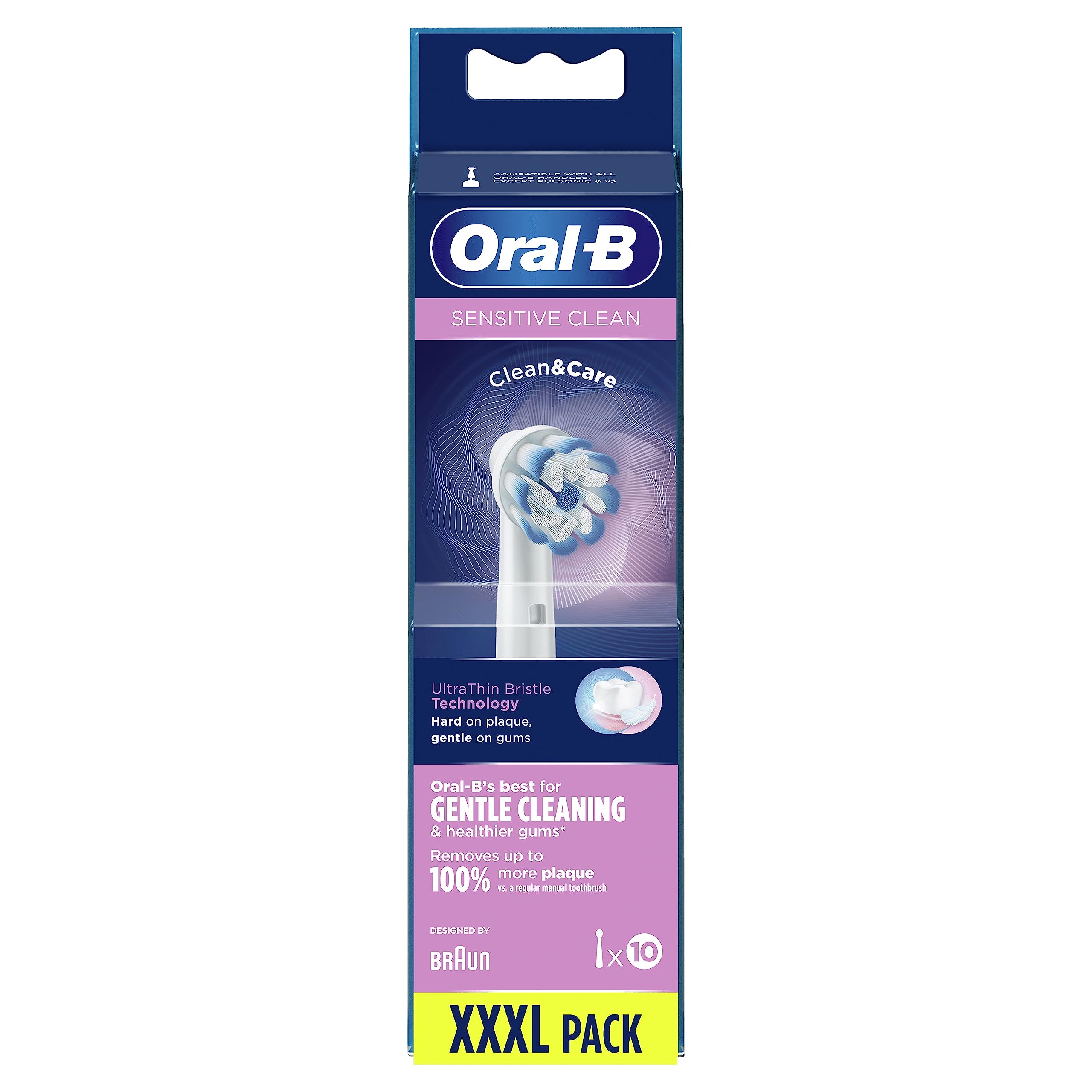 Oral-B Sensitive Clean Recambios Cepillo De Dientes Eléctrico, Protección Encías - Originales, color Blanco, Pack de 10