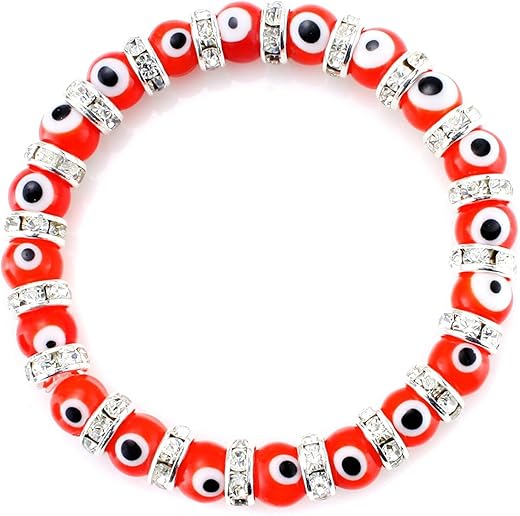 JEWELRIESHOP Turkish Evil Eye Bracelet Murano Glass Turkish Eye Bead Bracelet For Women (Red, Black, Blue Evil Eye Bracelet) B00D85LEMC