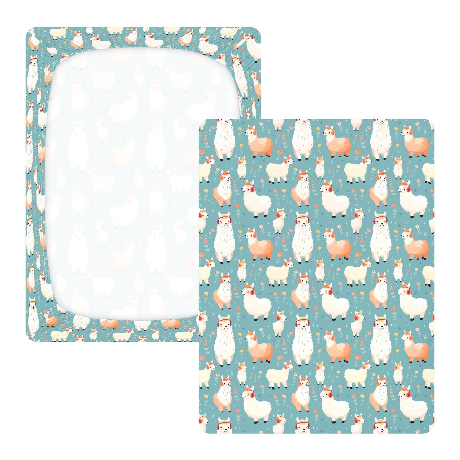 Alpaca Listen Music Babybett-Spiellaken für Jungen und Mädchen, weiches Kleinkind-Spannbetttuch und Mini-Kinderbett-Matratze, 68,6 x 99,1 cm