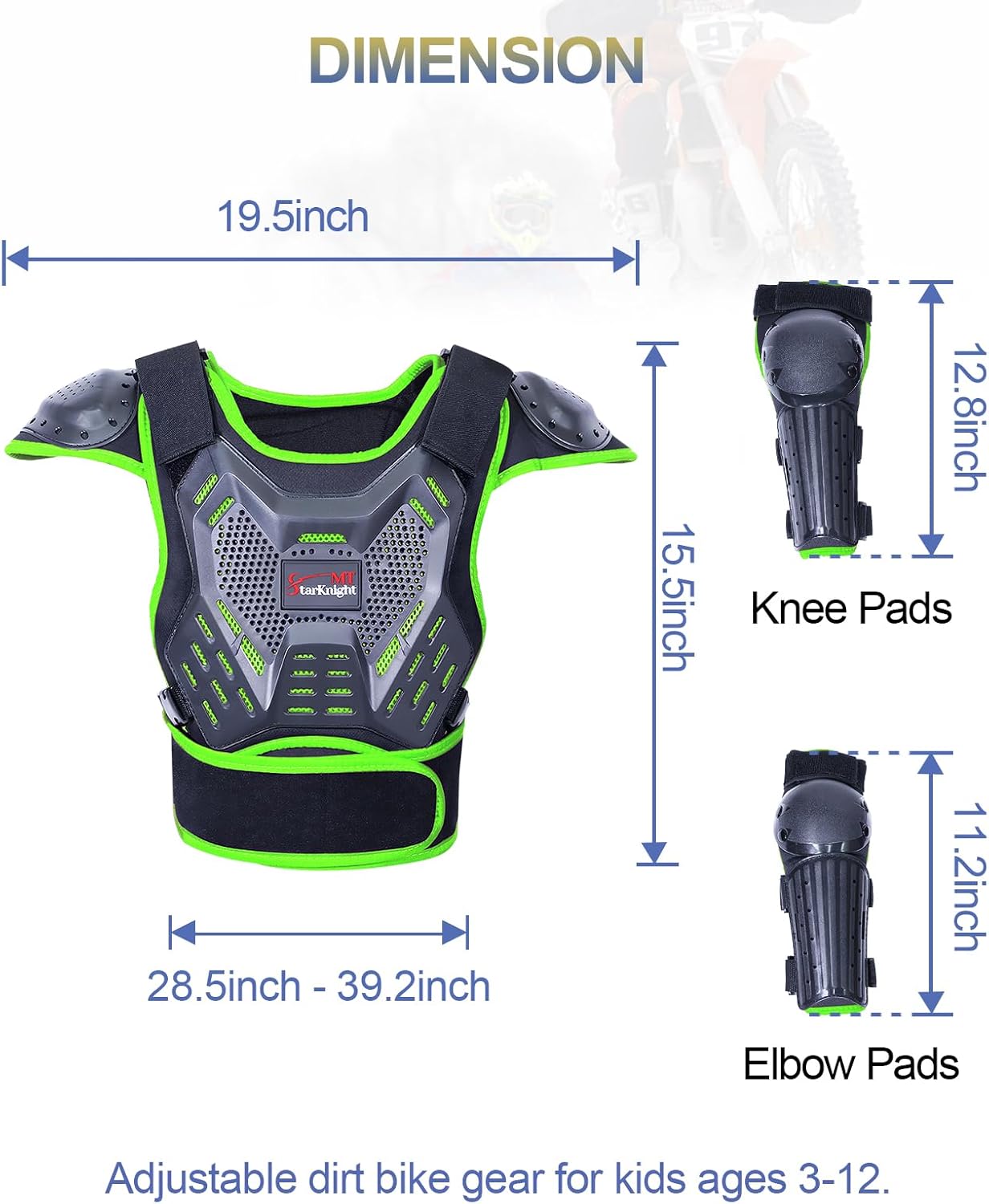 StarknightMT Kids Dirt Bike Gear - Youth Motorcycle Gear Riding Protective Motocross Armor Suit Chest Protector for Boys Girls Biking Cycling Skating Off-Road - Image 8