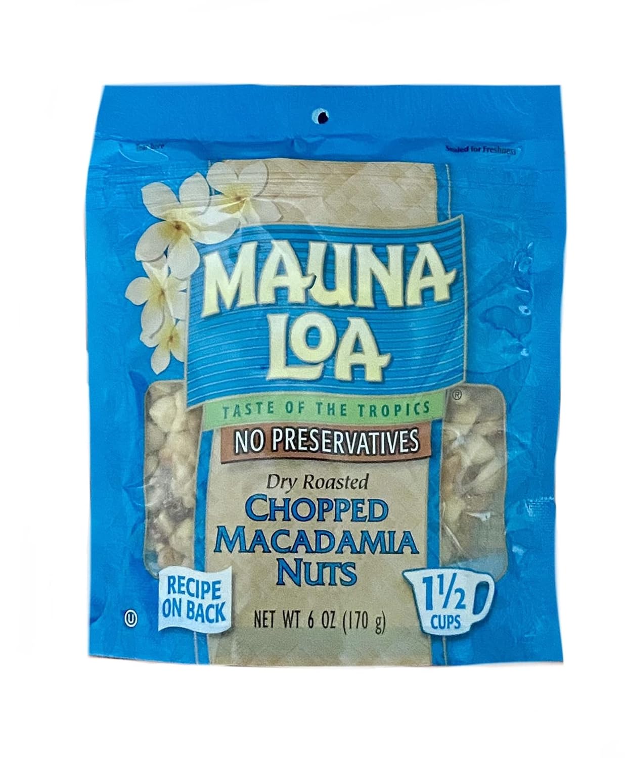 Dry Roasted CHOPPED MACADAMIA NUTS - 6 ounce (170g)