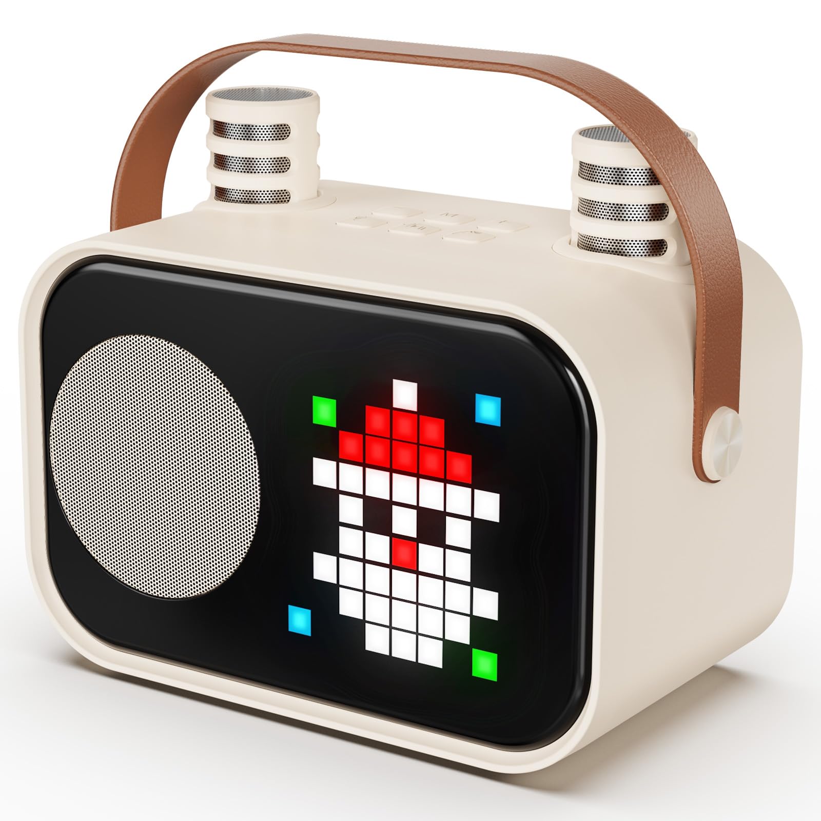 JYX Karaoke Máquina Niños Con 2 Micrófonos, Portátil Recargable Bluetooth, Beige