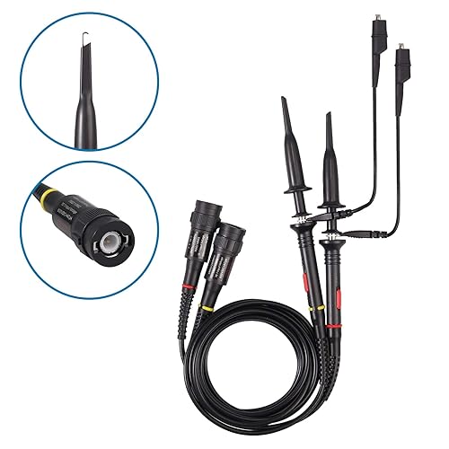 Miniatura 6 de Proster Sondas osciloscopio de 100 MHz - P6100 X1 X10 con cable de clip BNC a cocodrilo, sonda de extremo BNC totalmente aislada de seguridad con