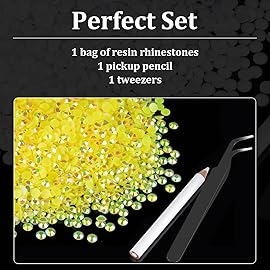 5000pcs 2mm Resin Rhinestones Bulk, Lemon Yellow AB Flatback Round Jelly Rhinestones Bedazzling Non Hotfix Crystal Gems Large Quantity Wholesale for DIY Crafts Clothes Tumblers Face Makeup Manicure