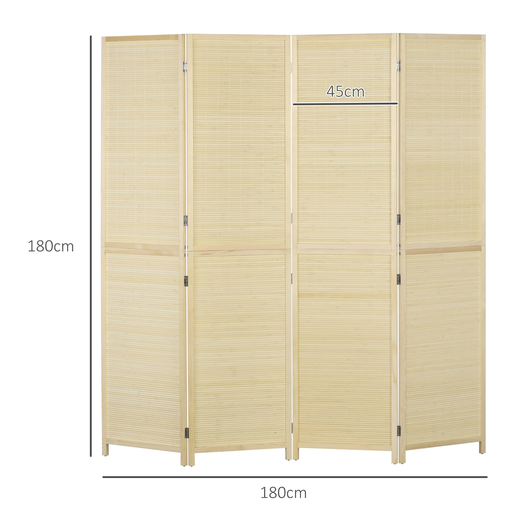 HOMCOM Paravent intérieur en Bambou 4 Panneaux 180 x 180 cm séparateur de pièce cloison de séparation Pliable - Naturel