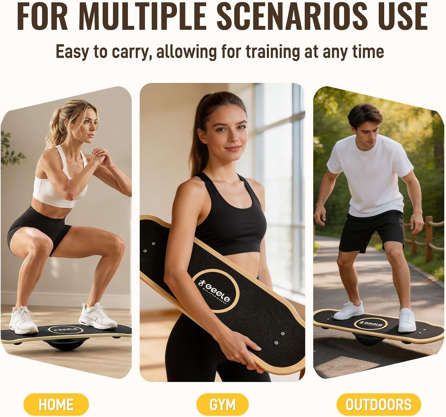 Balance Board for Adults and Kids, Standing Desk Balance Board for Training | Wooden Board with 360° Rotation, Anti-Surface Whirl Board for Training Skiing and Surfing, Suitable Home and Office Exercise