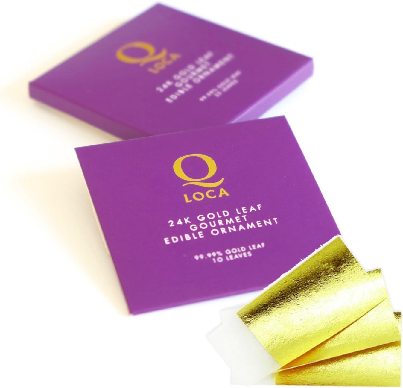 Q-loca 24K Edible Loose Gold Leaf 25 Sheets, Size 40x40 mm