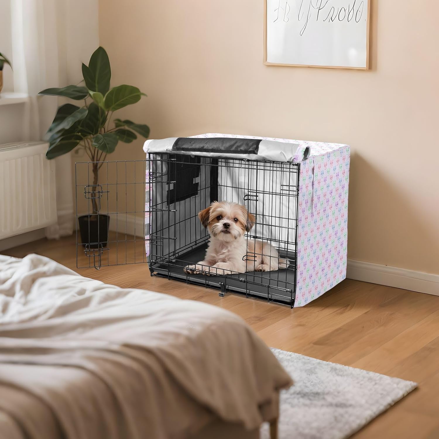 Cute Axolotl Metal Dog Crate Covers Privacy Wire Cage Cover Roller Shades 42 Inch