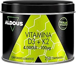 Vitamina D3 y K2 4000 UI - 250 comprimidos + 8 meses - Vitamina K2 100mcg - Vitamina D Colecalciferol - Vitaminas para el sistema inmunitario y defensas - Músculos, Huesos - Mejora absorción Calcio