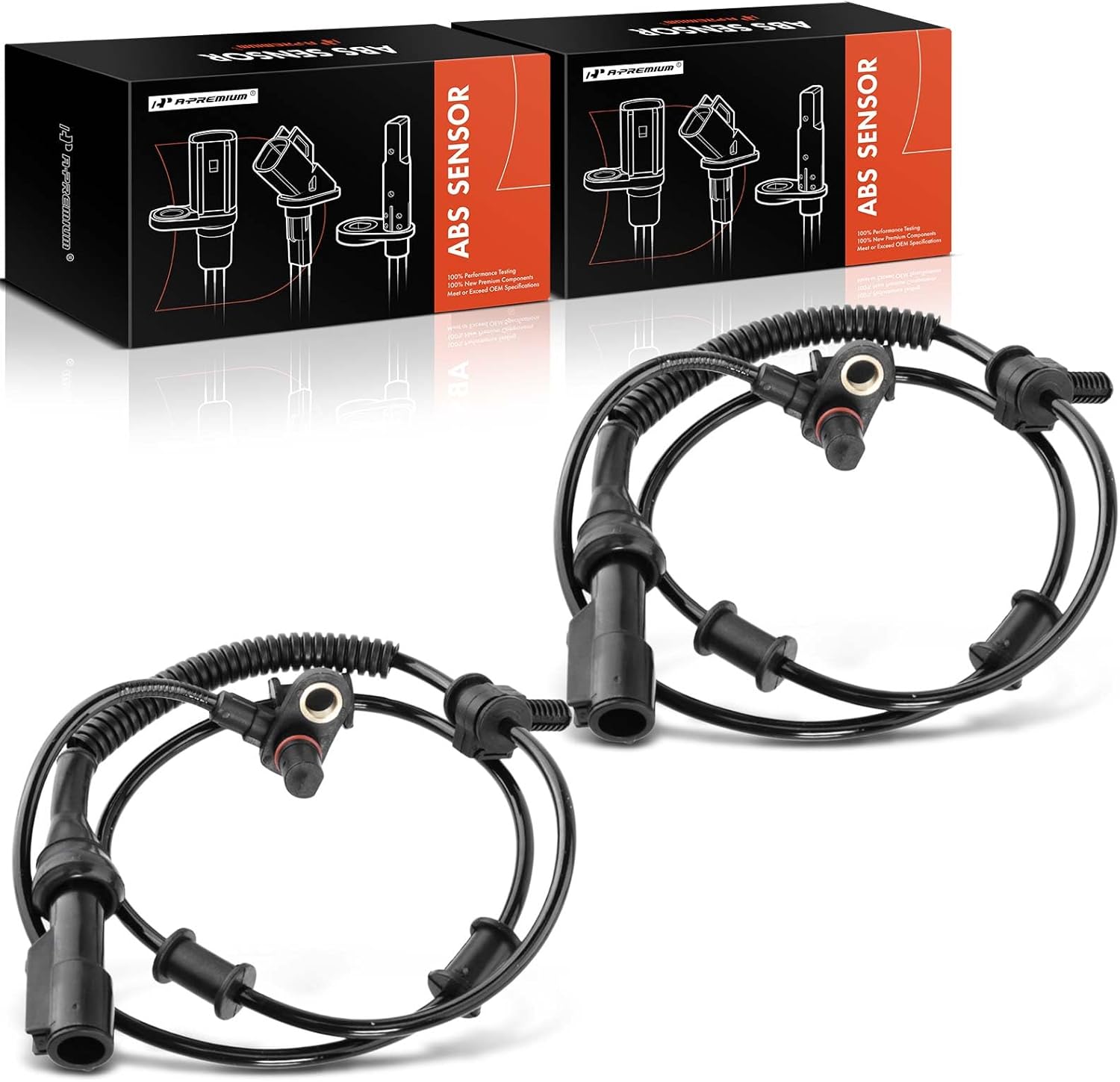 A-Premium ABS Wheel Speed Sensor Compatible with Ford & Lincoln Models - Thunderbird 2004-2005, LS 2000-2006 - Front Driver and Passenger Side, 2-PC Set, Replace# 3W4Z2C204BA, 5W4Z2C204AA