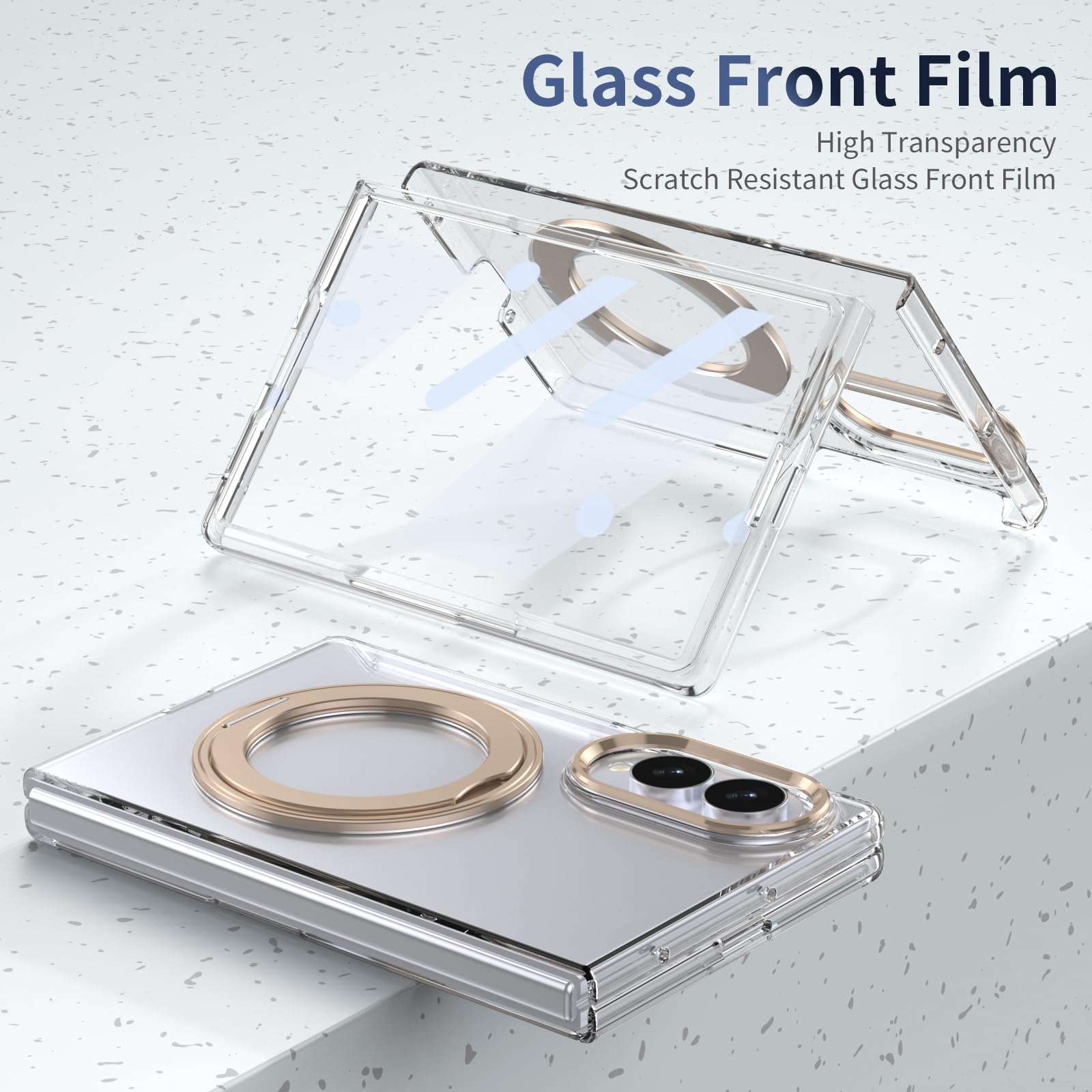BGZ - Custodia trasparente per Samsung Galaxy Z Fold 8, con pellicola | Custodia magnetica per MagSafe, supporto ad anello a 360°, sottile, antiurto, trasparente, per Samsung ZFold8