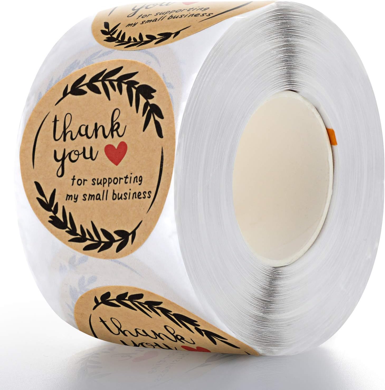 2" Thank You for Supporting My Small Business Stickers Round Kraft 500 Labels Per Roll
