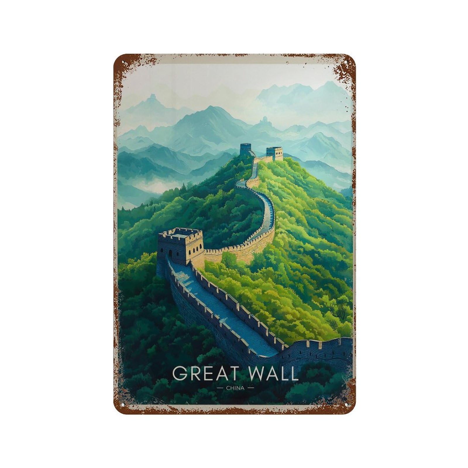 xiaoxiaoshen Great of China Wall Decor Art Metal Tin Poster Modern Home Decor Art Home Bar Shop Decorations Vintage Sign 30x20cm