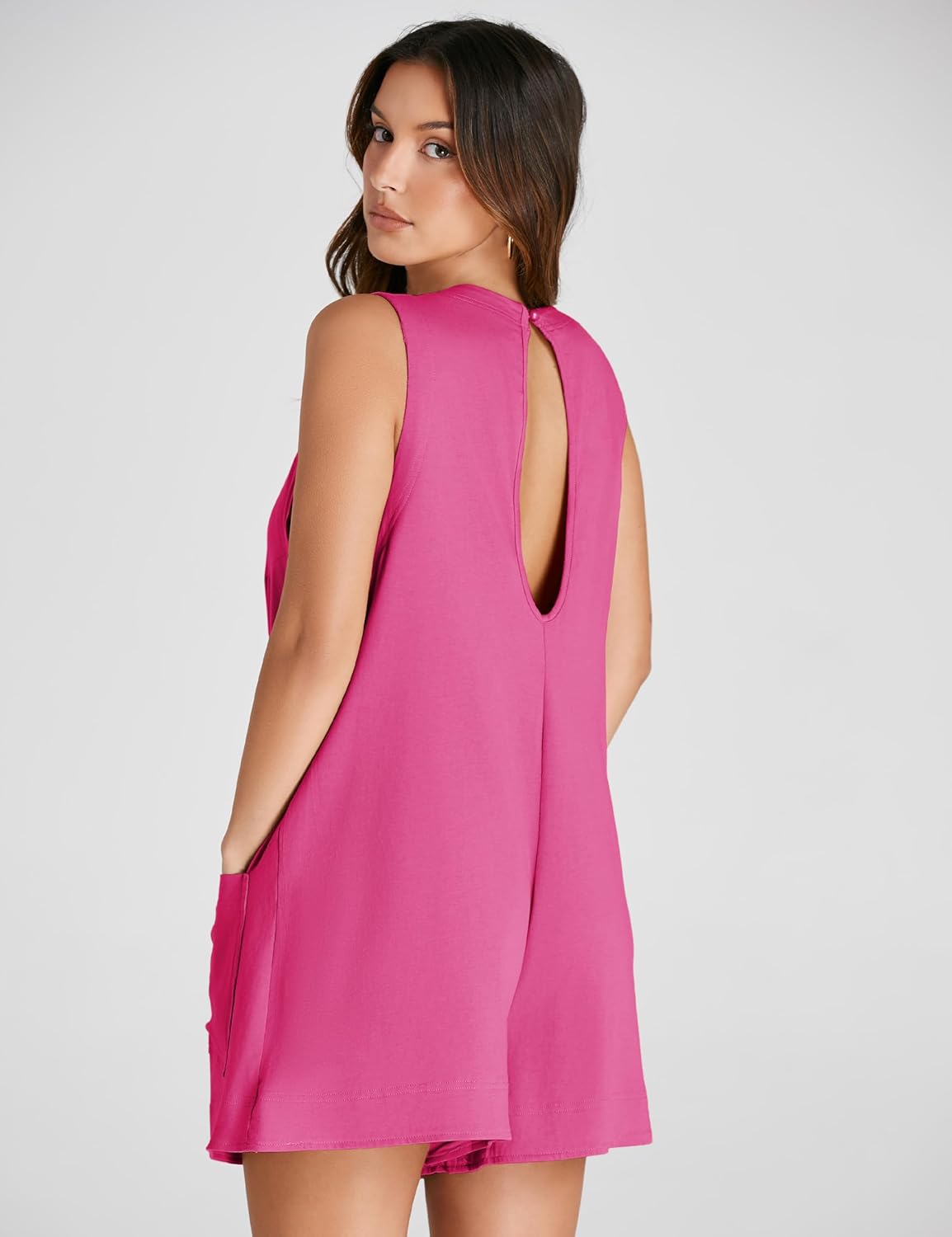 VAOYIU Womens Casual Rompers Summer Stretchy Onesie Sleeveless Shorts Jumpsuits with Pockets - Image 5