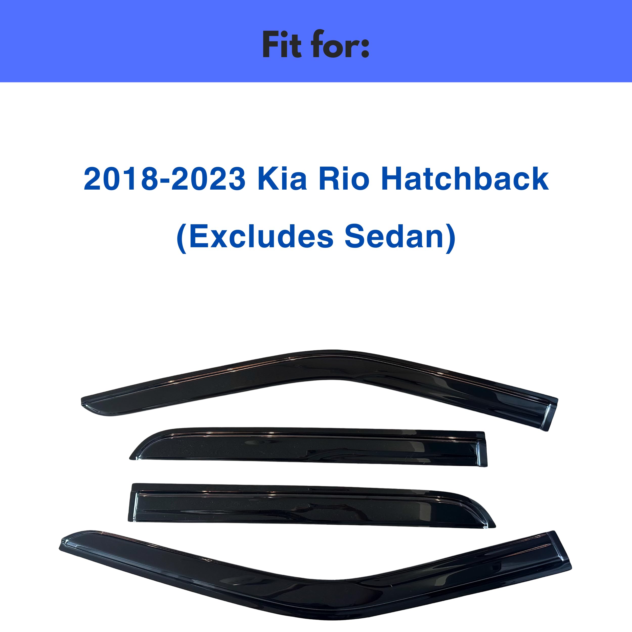 IG - Visiera per finestrino per Kia Rio 2018-2023 Hatchback, parapioggia con nastro adesivo extra resistente per la ventilazione laterale del sole, deflettore per finestra stile Mugen, 2018 2019 2020