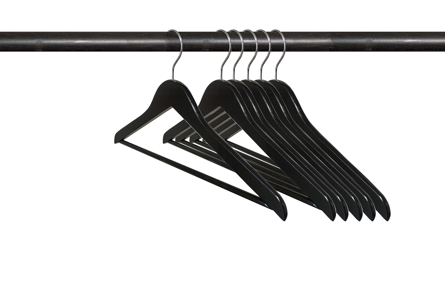 NAHANCO 8217CHHU Flat Wooden Suit Hanger with Chrome Hook, 17", Black (Pack of 25)
