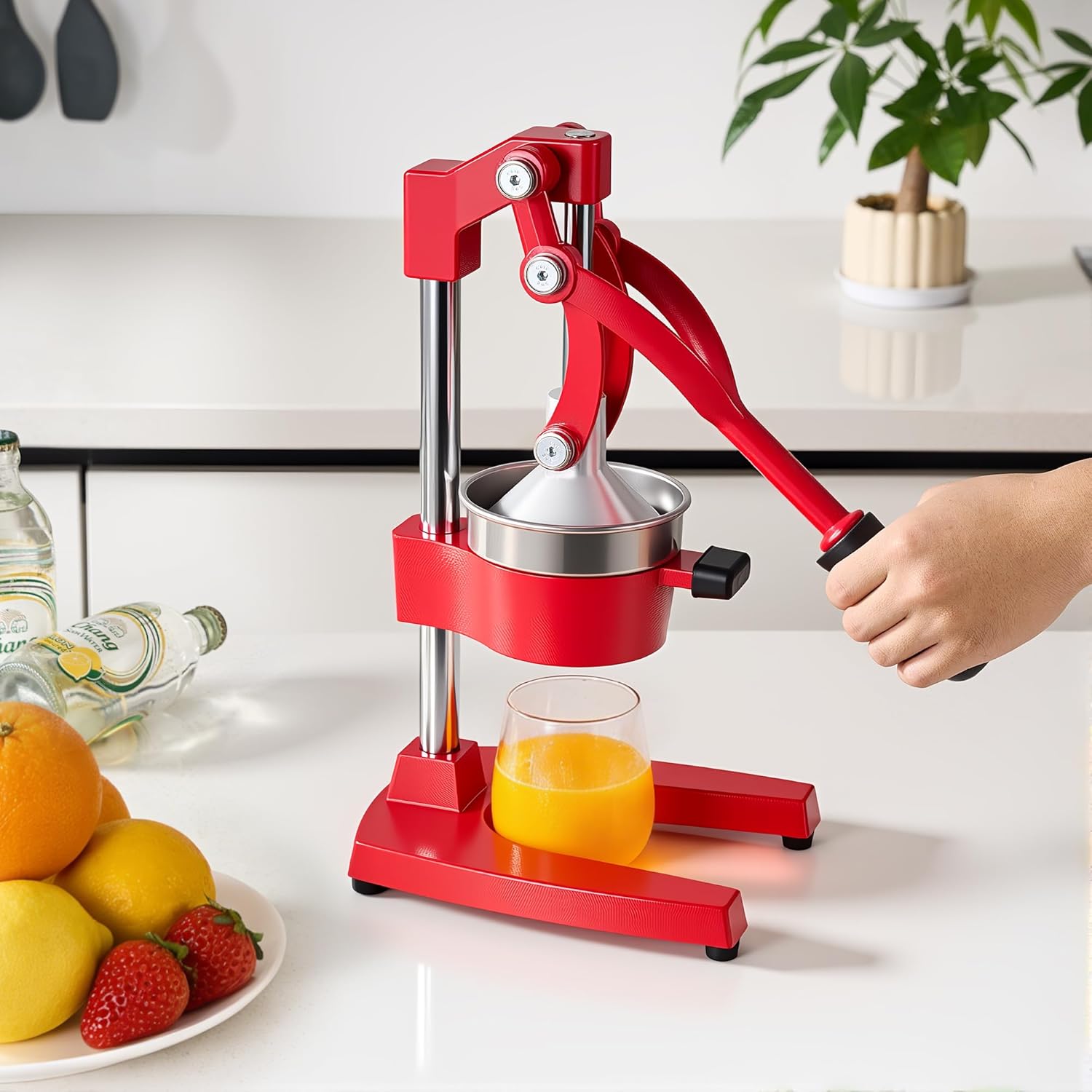 Cast Iron Juicer,Commercial Hand Press Squeezer,Heavy Duty Countertop Citrus for Fresh Orange Lemon Juice with Stainless Steel Cup