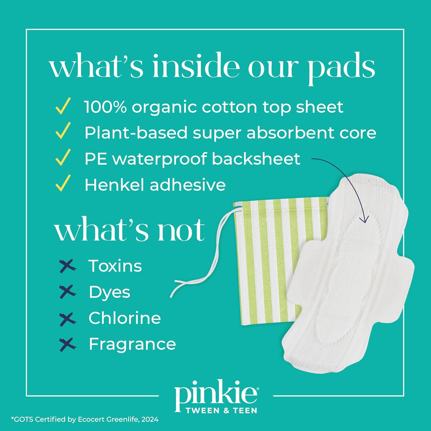 Pinkie Period Starter Pads - Designed for Smaller Underwear - Organic