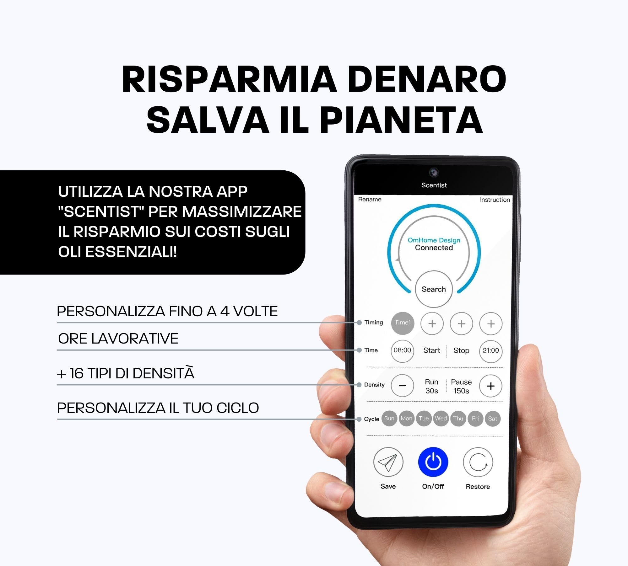 Diffusore di Oli Essenziali Senza Acqua e Calore | Nebulizzazione Oli Essenziali, proprietà preservate | Umidificatore Ambiente per casa diffusore Oli Essenziali | App-Control (300m³, Nero)