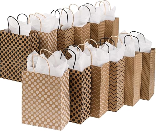 Vammy Paquete de 32 bolsas de papel de regalo pequeñas de 5.9 x 3.15 x 8.27 pulgadas, bolsas de regalo de fiesta con asas, bolsas de regalo de papel