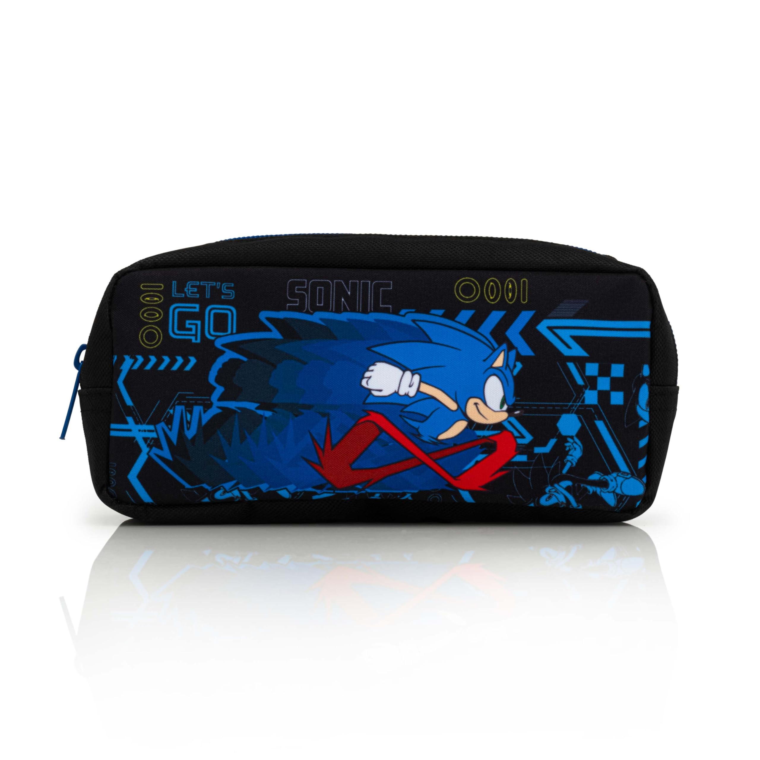 Mochila escolar Sonic The Hedgehog con bolsa de almuerzo, estuche y botella de agua, para niños con correas acolchadas ajustables