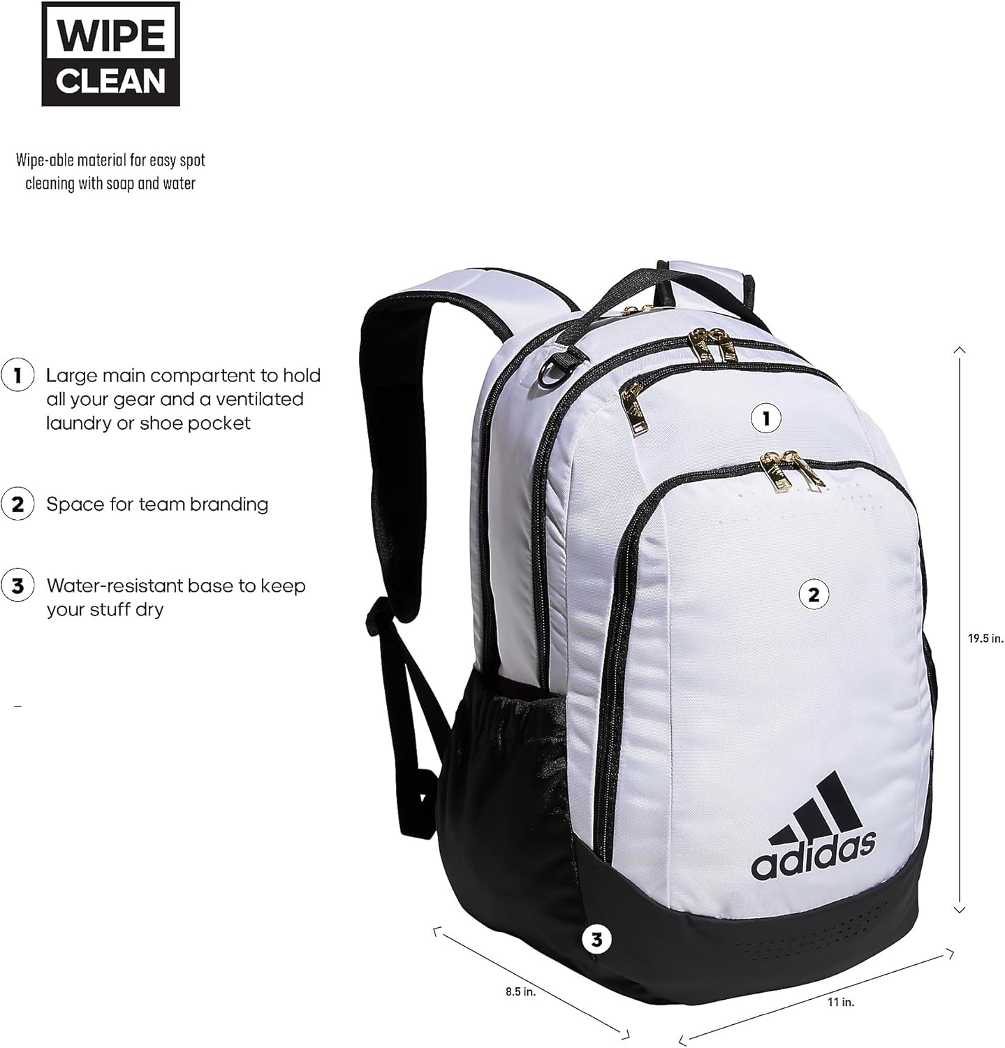adidas Defender Sports Backpack with Shoe Compartment, Soccer Bag - Image 2