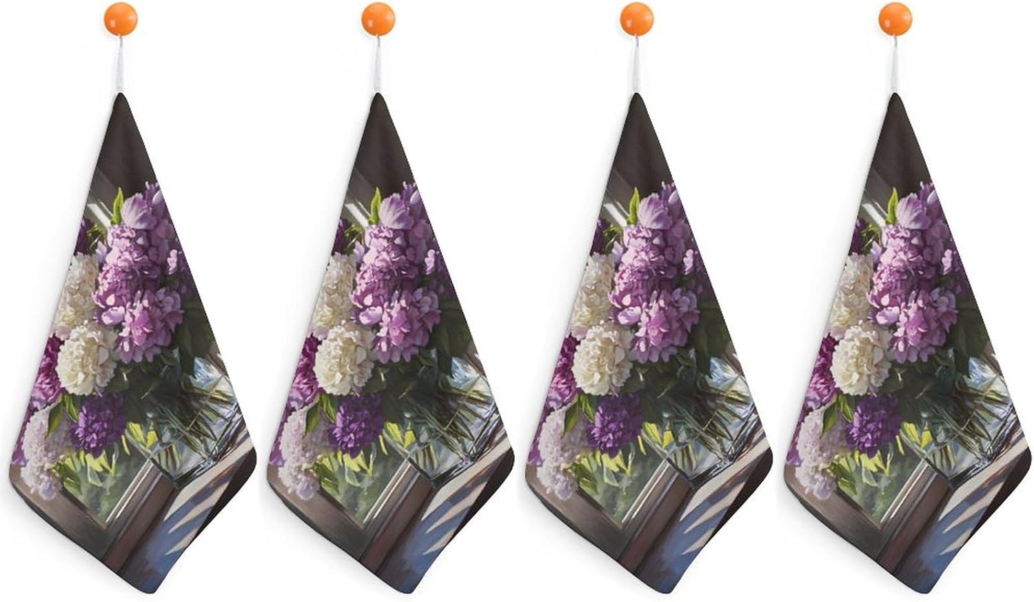 Beautiful Peonies Flowers Towel Hand Towels Decorative Towel for Bathroom Kitchen Shower Gym 4PCS