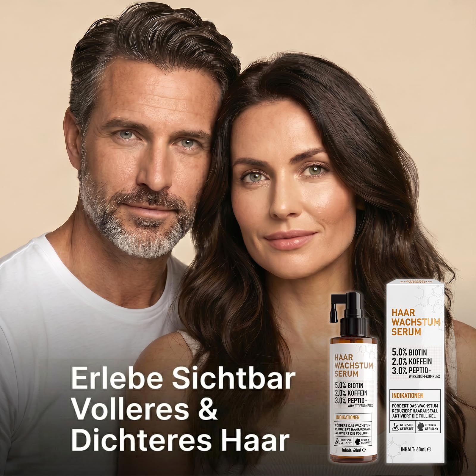 Haarwachstum Spray, Hair Growth Spray, Haarwachstum Beschleunigen, Serum Aktivierung Kopfhauterneuerungskomplex für Frauen und Männer Tägliche Haarpflege, 60 ml