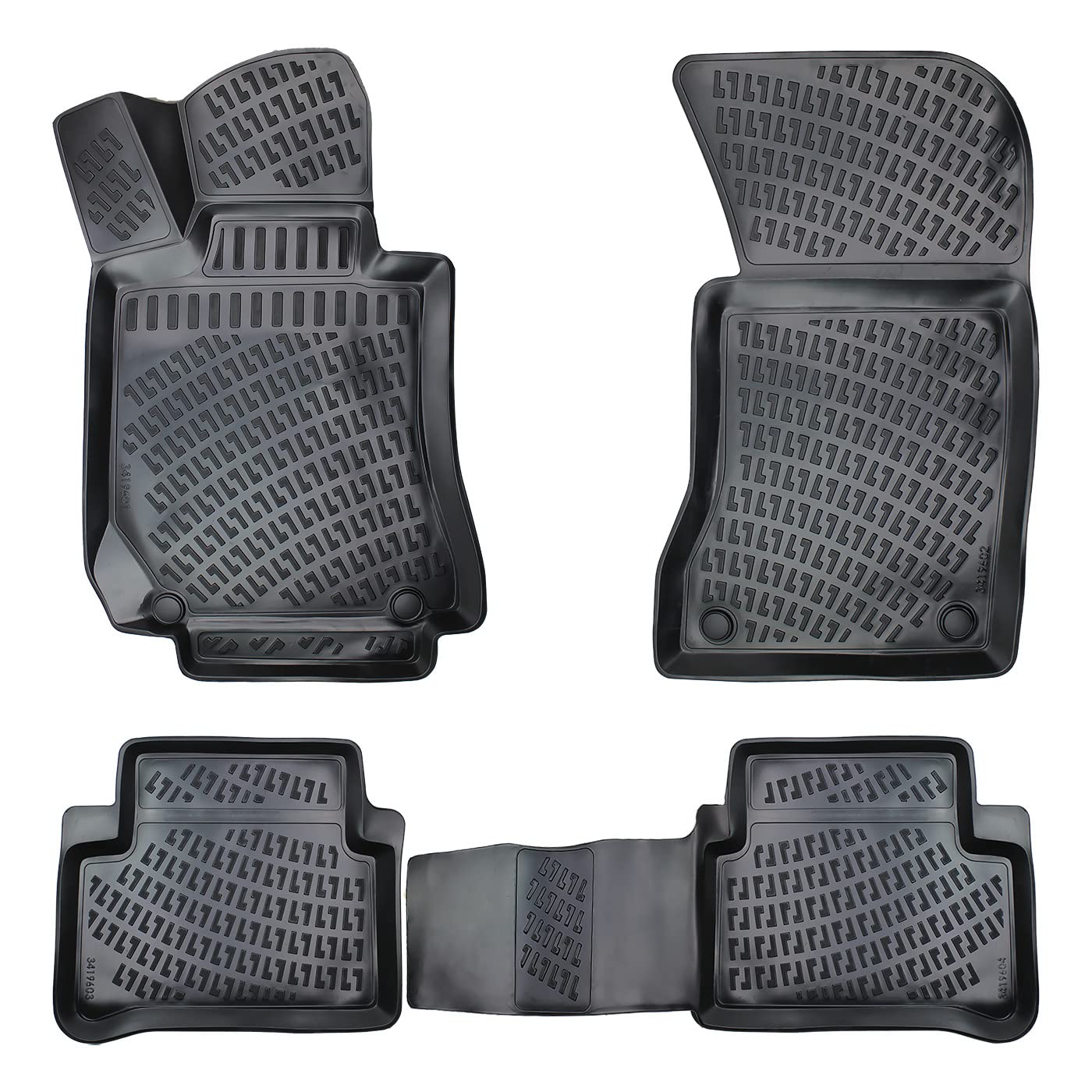 Rizline Dopasowane dywaniki samochodowe 3D kompatybilne z Mercedes E klasy W210 1995 - 2002 akcesoria samochodowe 1. i 2. rząd dywaników gumowych samochodów TPE na każdą pogodę Bezzapachowe antypoślizgowe przód i tył czarne