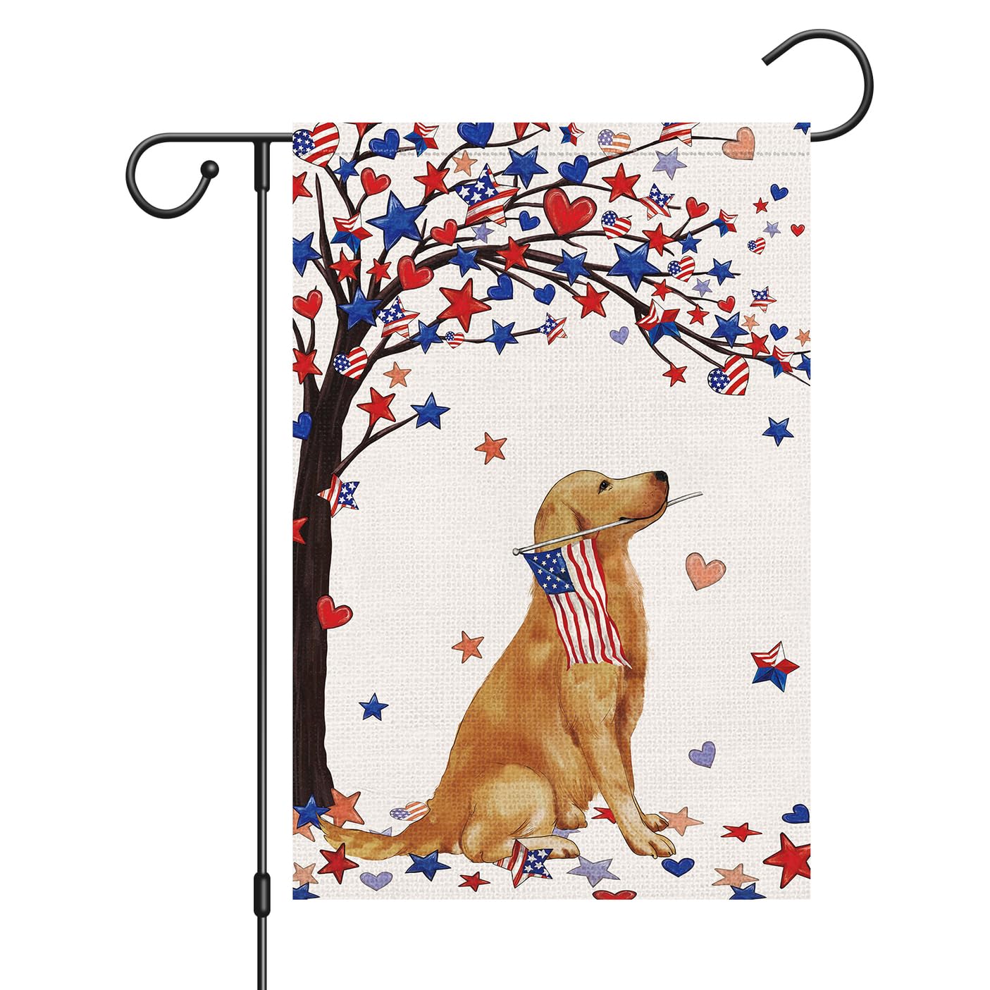Gartenflagge Golden Retriever Im Herbstlook – Doppelseitig, Aus Jute, Ca. 71 X 102 Cm