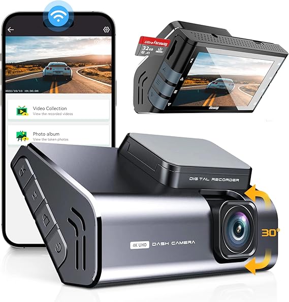 Dash Cam 4K Front Builtin WIFI FOCUWAY 3 Inch LCD Car Dashboard Camera