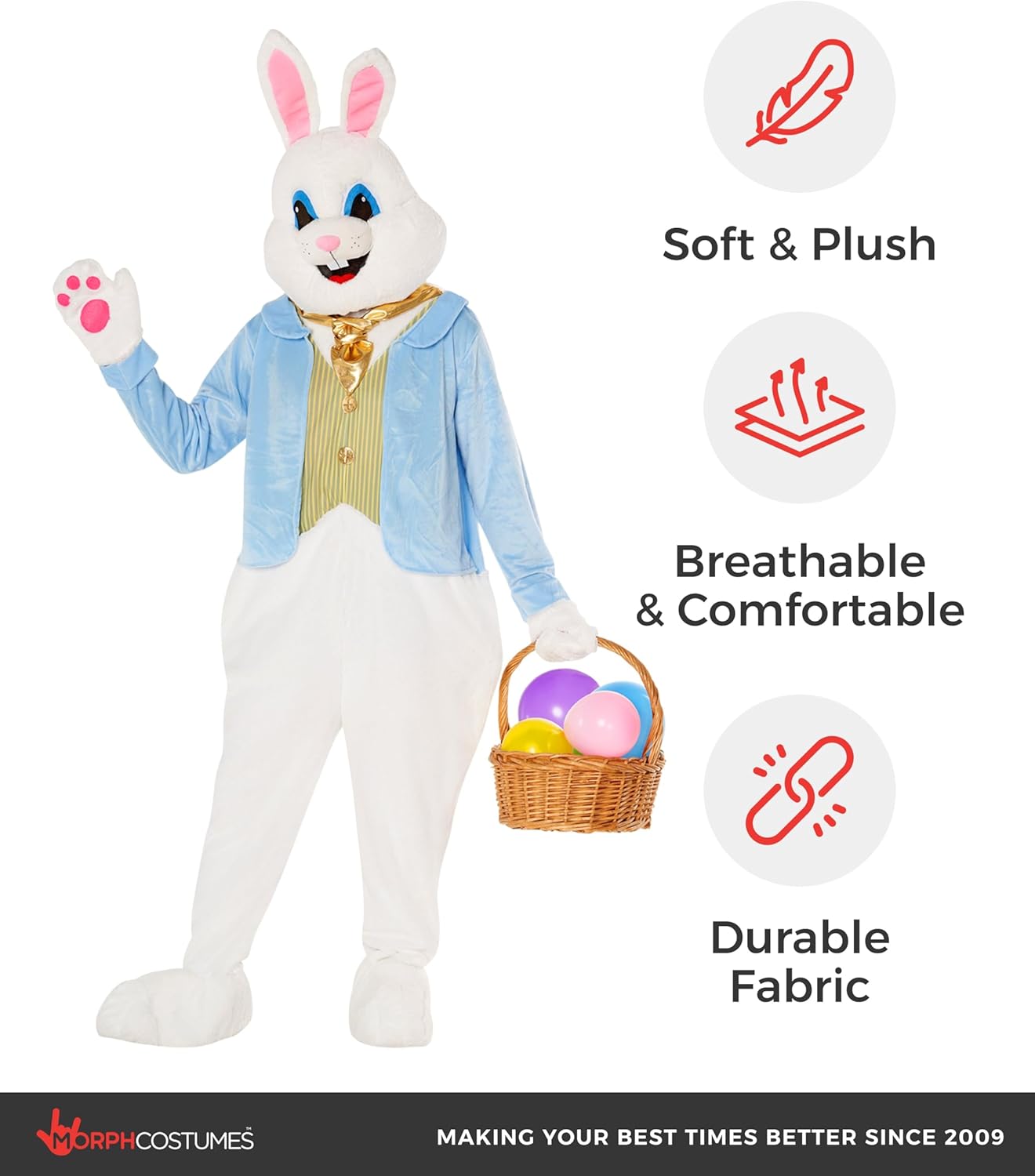 Morph Deluxe Easter Bunny Costume Adult, Bunny Suit, Easter Costumes for Adults, Rabbit Costume Adult - Image 4