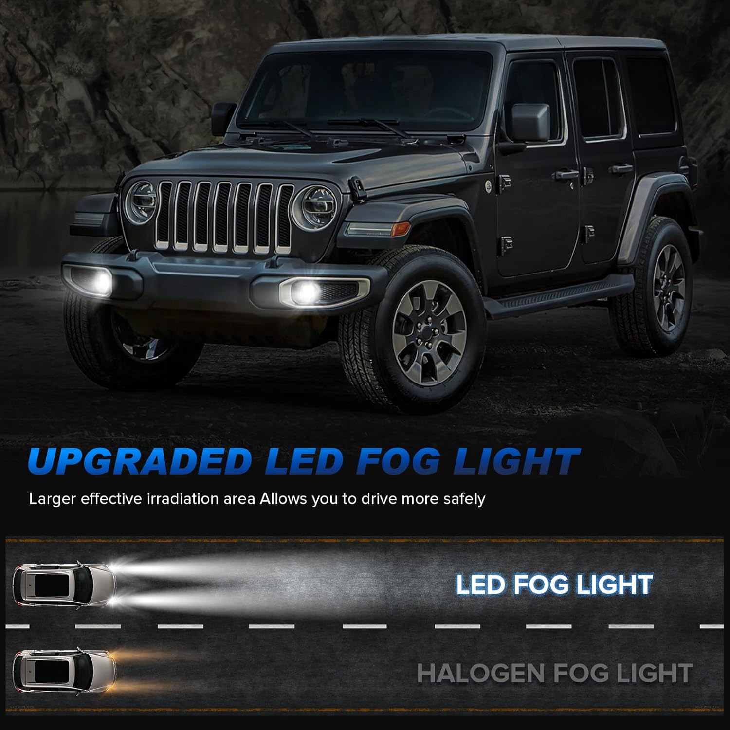 4 Inch Round LED Fog Lights Compatible with 2007-2018 Wrangler JK JK Unlimited JKU Sport S Rubicon Sahara, Off-Road Lamps Front Bumper LED Fog Lights, White Light