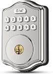 52HZ Keyless Entry Door Lock with Code, Electronic Keypad Deadbolt with 2 Keys, Smart Door Locks for Front Door, Voice Guidance, Anti-Peeping Password, Auto Lock, Easy to Install, Satin Nickel