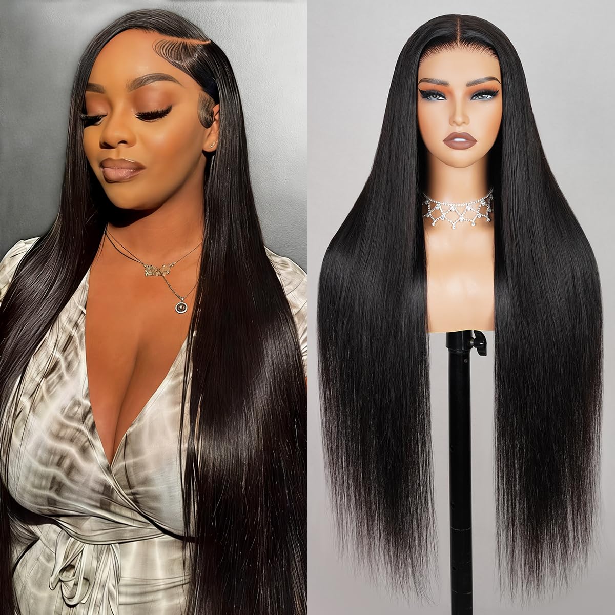 Arabella 6X5 Glueless Wigs Human Hair Pre Plucked Pre Cut 230% Density Salon-Quality Straight Wigs Human Hair Closure Wigs Human hair 12A Pre Plucked Bleached K