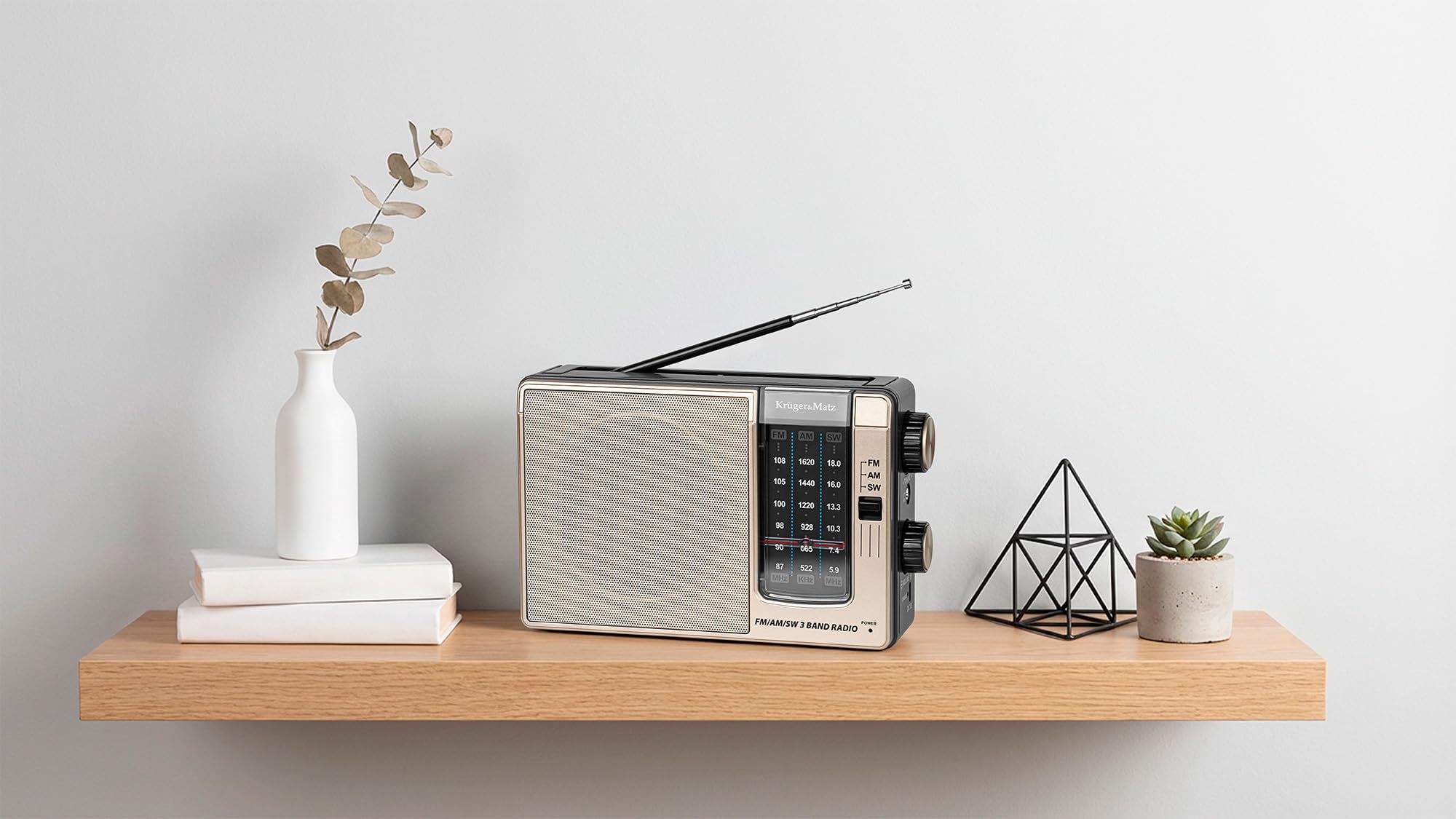 Krüger&Matz Radio Przenośne Analogowe Moc 3W AM/FM/SW Akumulator 800mAh Antena Teleskopowa Jack 3,5 KM0830