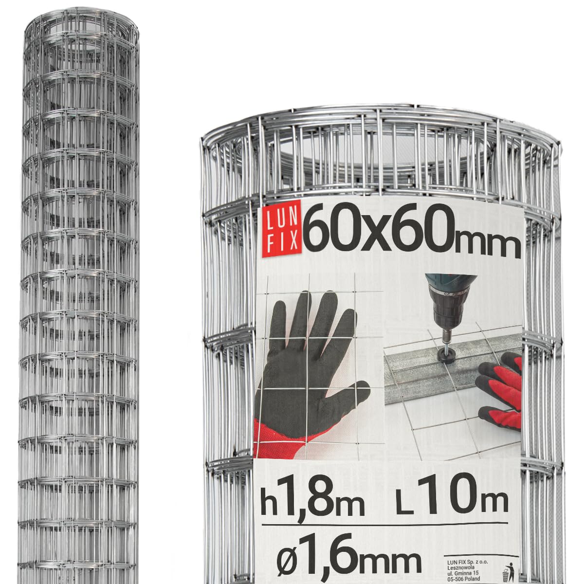 Rete per voliera, 60 x 60, Ø 1,6 mm, 1,8 m x 10 m
