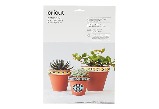 Amazon.com: Cricut Printable Vinyl | White | 21.5cm x 27.9cm (8.5" x 11 ...