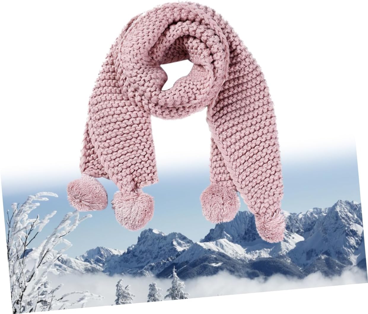 GALPADA for Kids Wool Scarf Knitted Fuzzy Ball Winter Scarf for Child Kids Style