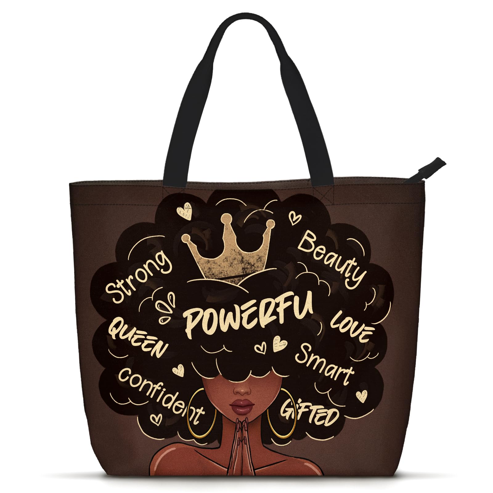 African Tote Bag - Black Girl Magic Handbag, Large Shoulder Bag for Women