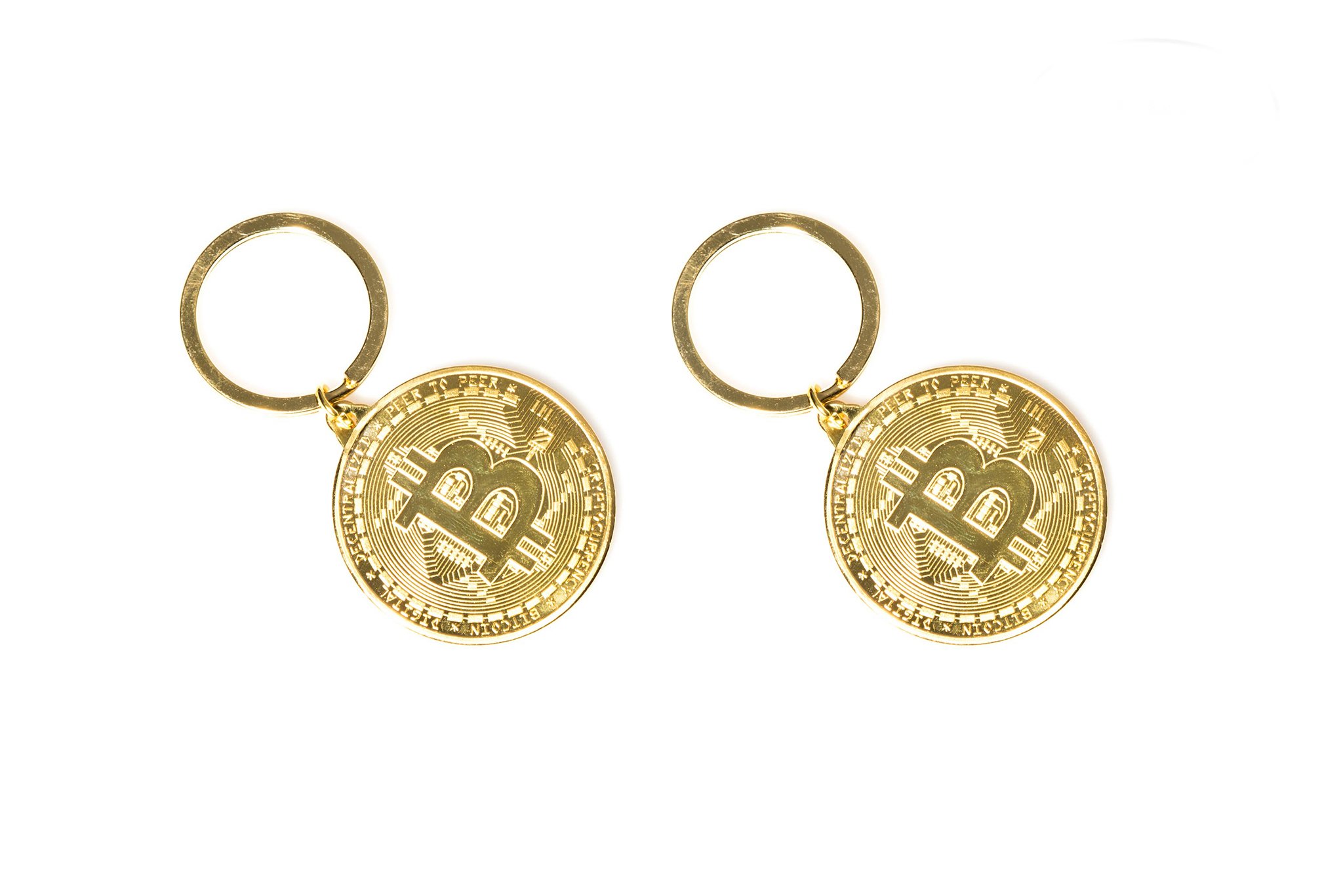 Bitcoin Token/Coin Keychain Gold Plated Real Crypto Gift Set Collectors Fits Nano Ledger (2 Pack)