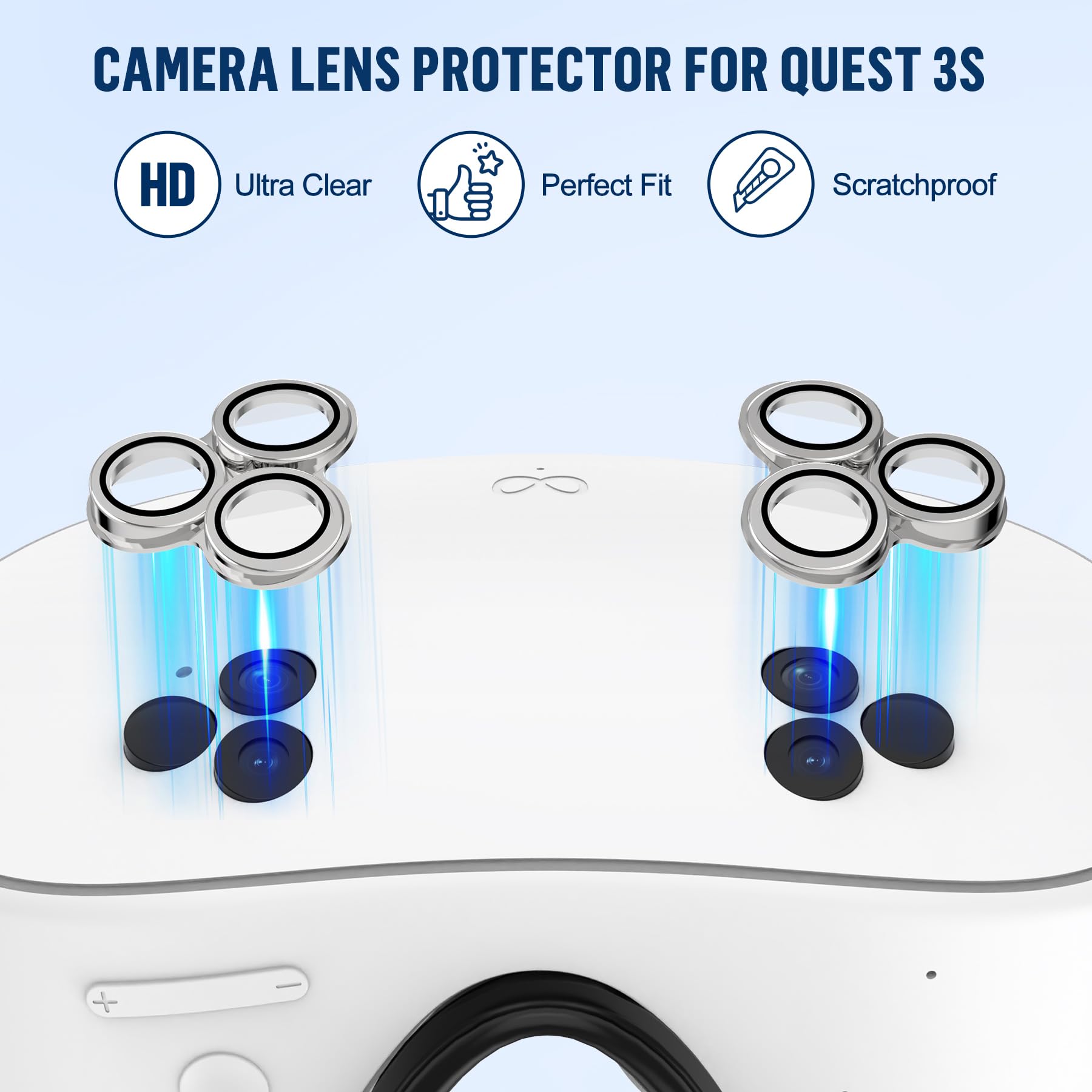 Ensemble de coques en silicone pour Meta Quest 3S, masque de protection VR, poignées de contrôleur, coque avant et coque de protection d'objectif pour Meta/Oculus Quest 3S (rouge étoilé)