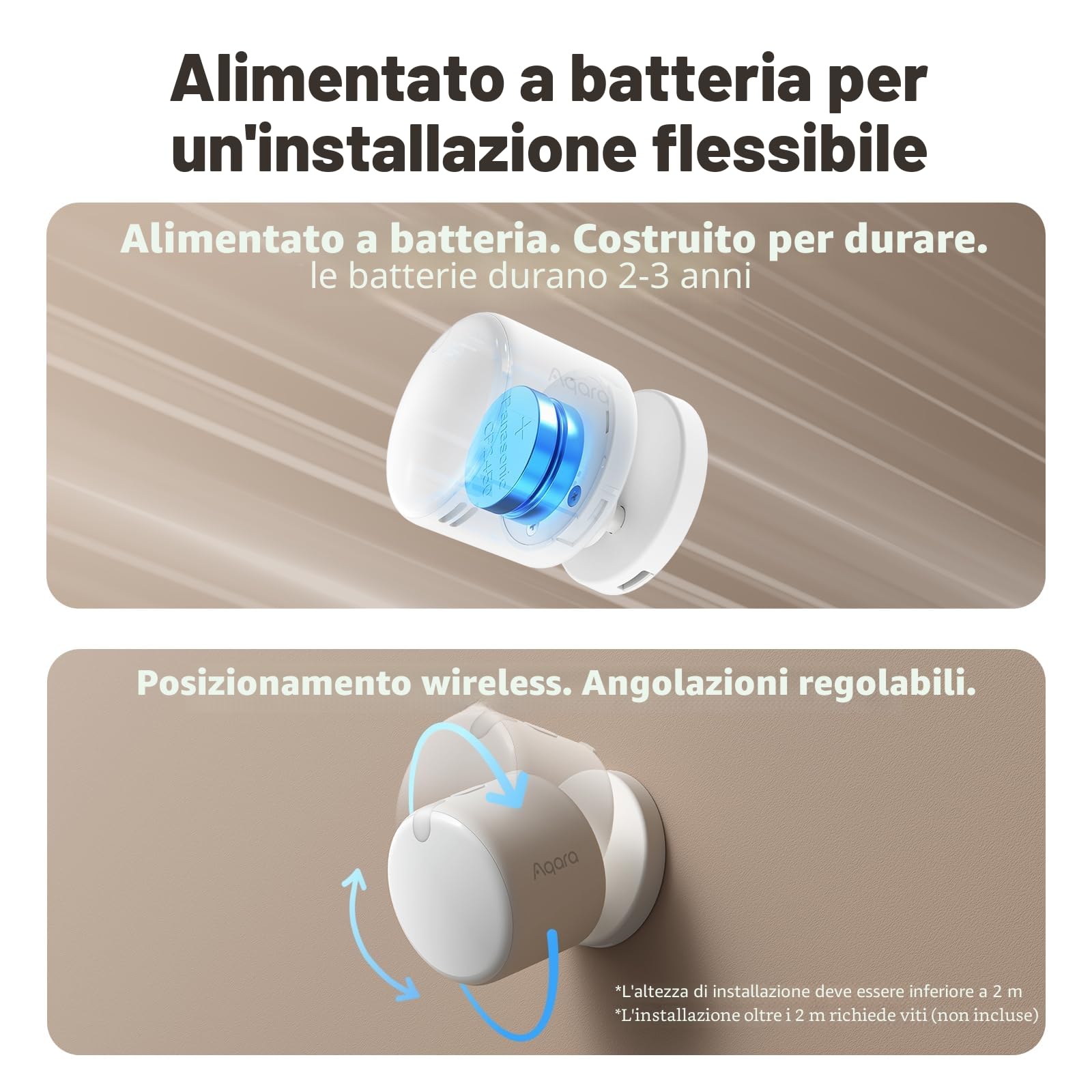 Aqara Sensore di Presenza FP300 Sensore di movimento wireless 5-in-1 con mmWave, PIR, rilevamento di luce, temperatura e umidità, Thread e Zigbee, Supporta HomeKit, Home Assistant, Alexa e Google Home
