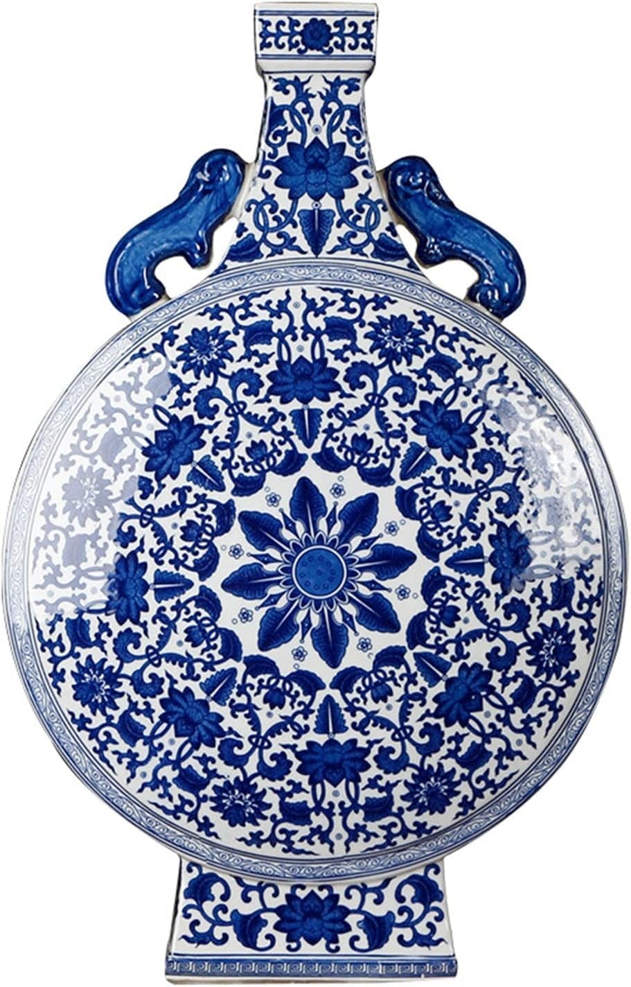 asdchZen Vase Flower Vase Ceramic Vase 22.4 Inch Large Blue And White Porcelain Vases Chinese Retro Hand-Painted Rough Pottery Decor Flower Vase Living
