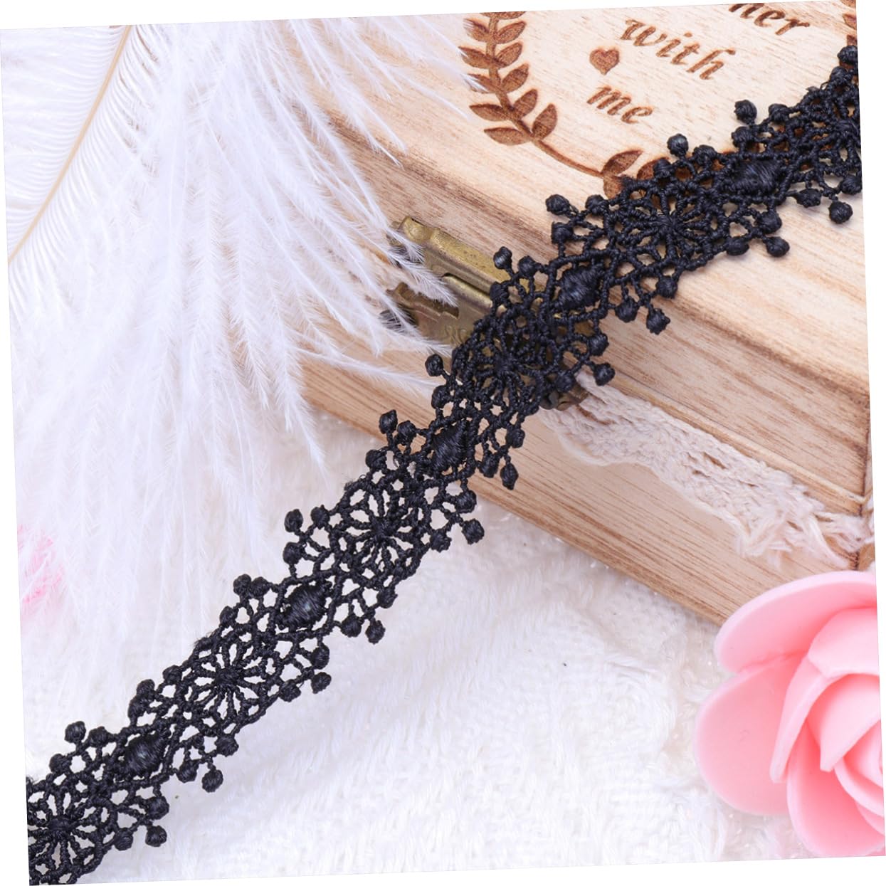 NUOBESTY 3piezas Cinta De Encaje Negro Yardas Para Decoración Ribete Bordado Suave Para Ropa Manualidades y Fiestas