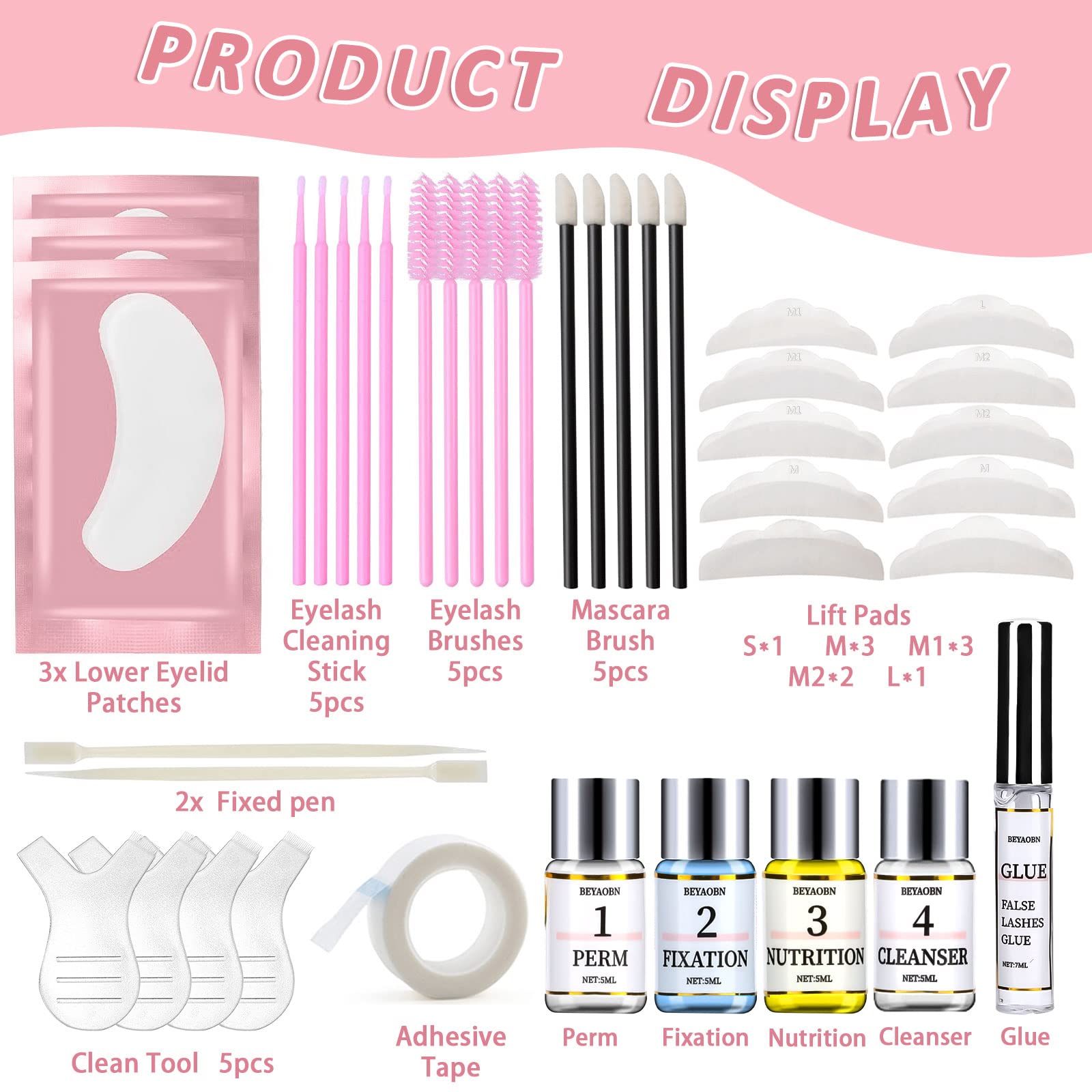 Kit Rehaussement de cils,Eyelash Perm Kit,Rehaussement Cils Kit,Professionnel Semi-Permanent Curling,Perming Wave Kit d’extensions de Cils,Kit de Cils Perm Convient ​pour le Salon de Beauté - 2