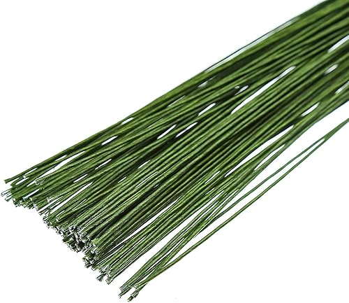 FOIMAS Alambre de tallo floral de 18 gaguas, 100 piezas de alambre de floristería envuelto en papel para arreglos florales
